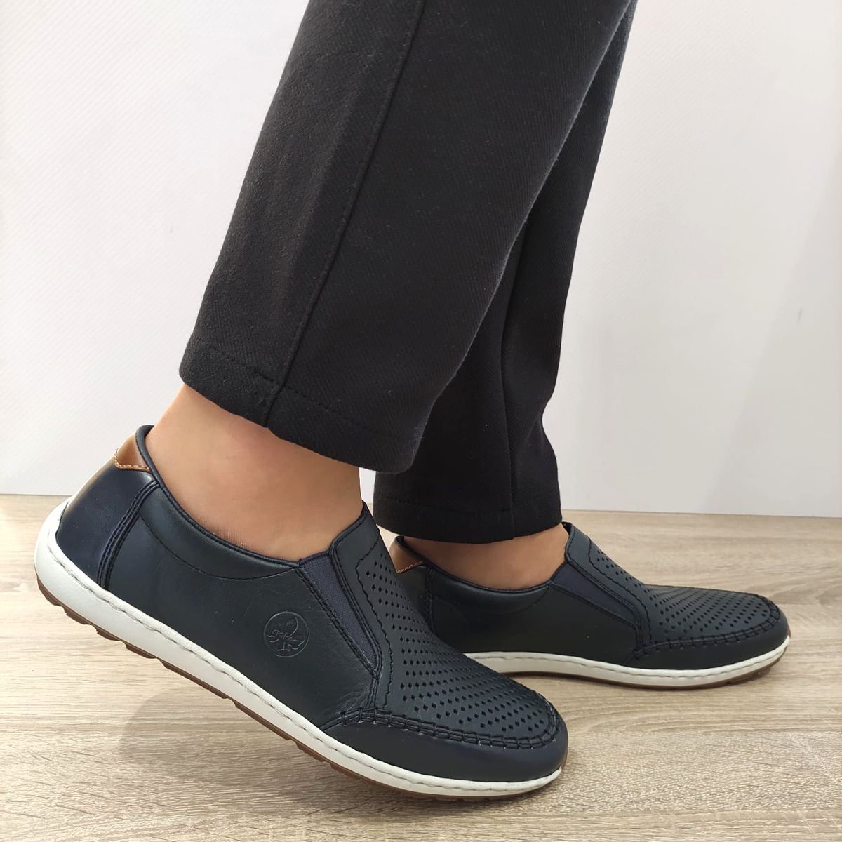 PANTOFI PERFORATI CASUAL BARBATI RIEKER 08868-15 BLEUMARIN - imagine 2