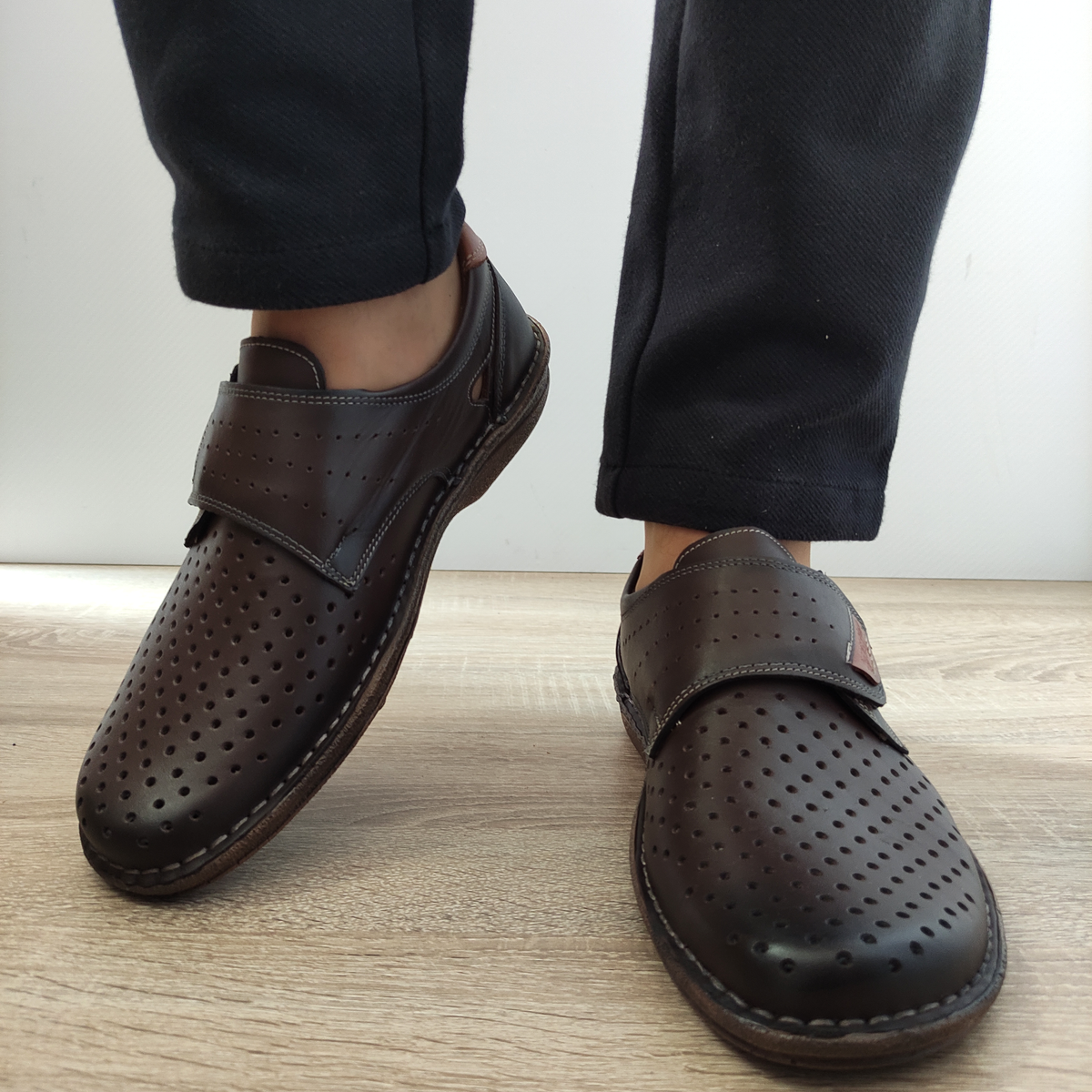 PANTOFI PERFORATI CASUAL BARBATI NICOLIS 98383 MARO INCHIS - imagine 4