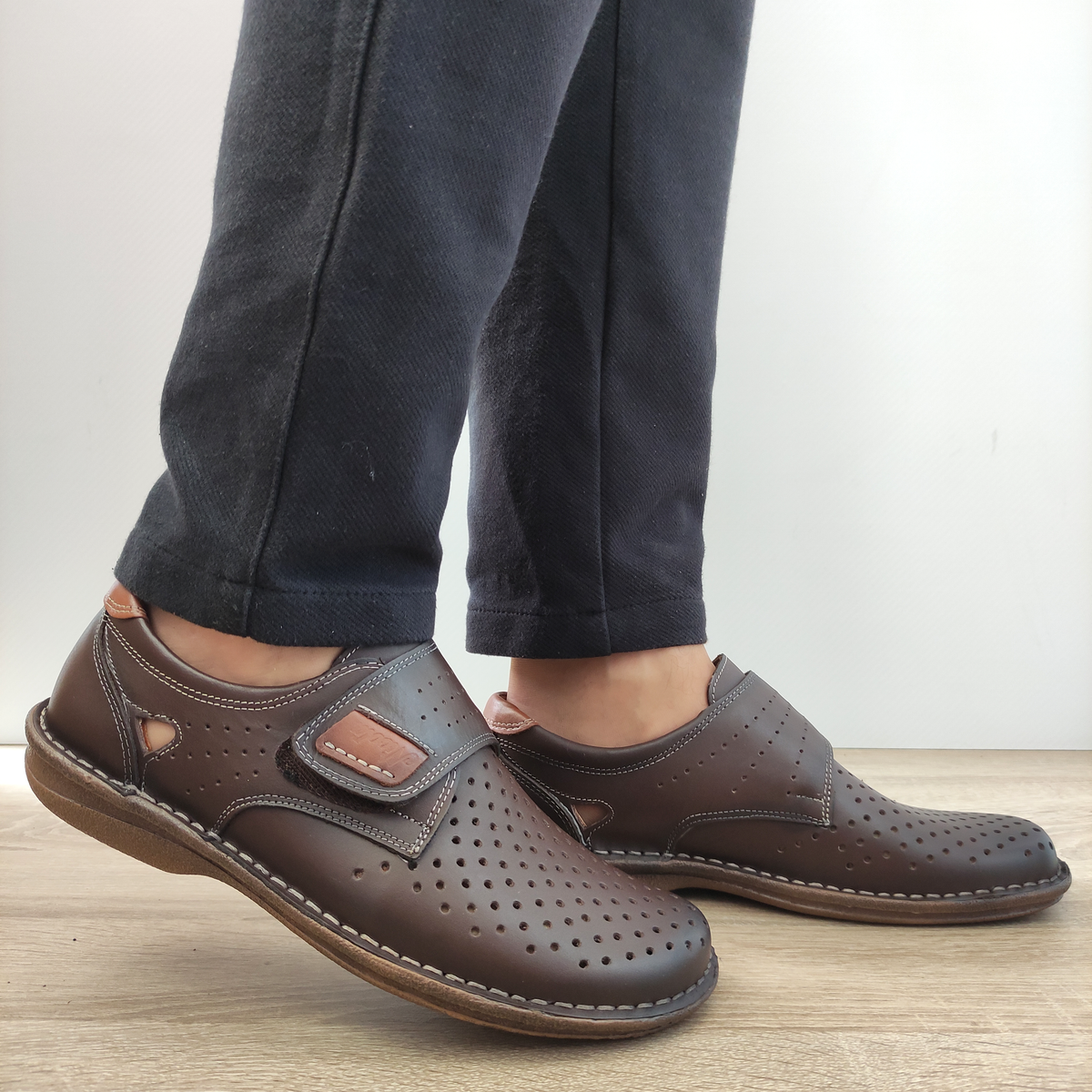 PANTOFI PERFORATI CASUAL BARBATI NICOLIS 98383 MARO INCHIS - imagine 2
