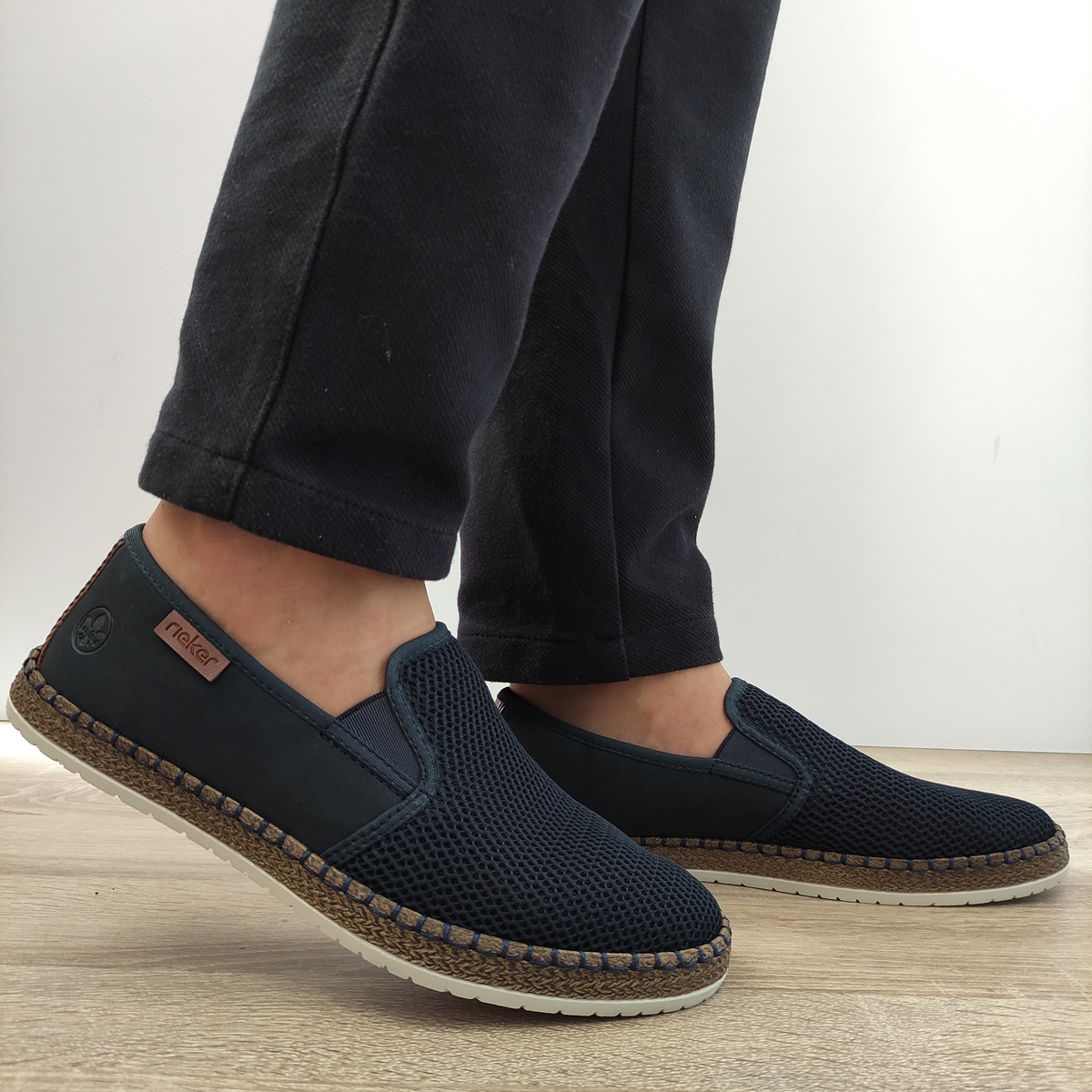 PANTOFI PERFORATI CASUAL BARBATI RIEKER B5265-14 BLEUMARIN - imagine 2