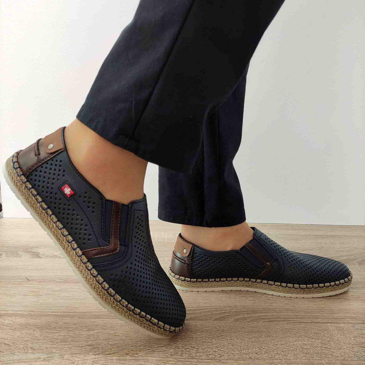 PANTOFI PERFORATI CASUAL BARBATI RIEKER B5297-14 BLEUMARIN - imagine 3