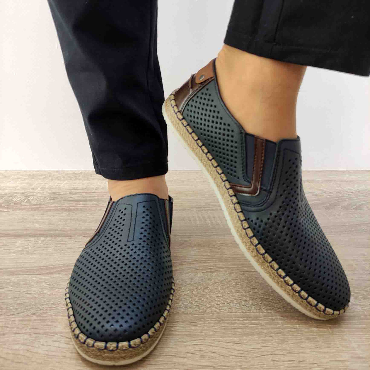 PANTOFI PERFORATI CASUAL BARBATI RIEKER B5297-14 BLEUMARIN - imagine 4