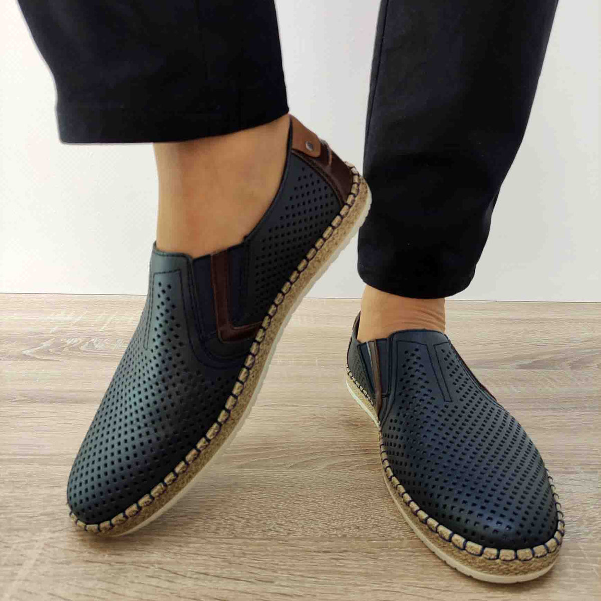 PANTOFI PERFORATI CASUAL BARBATI RIEKER B5297-14 BLEUMARIN - imagine 5