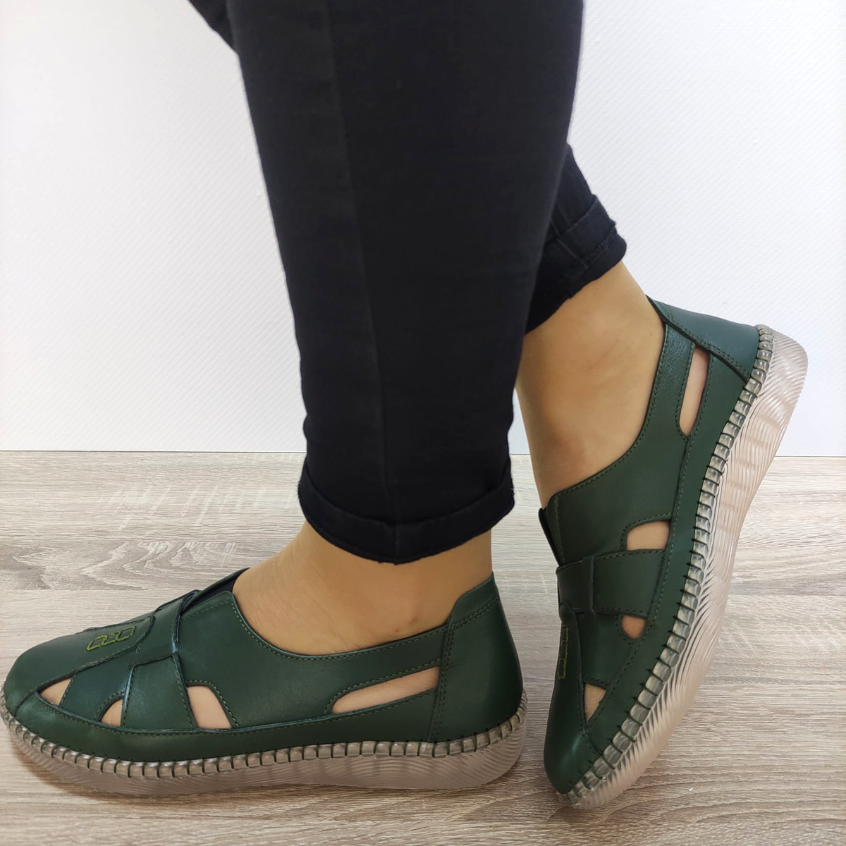 PANTOFI PERFORATI CASUAL DAMA CASPIAN 4139 VERZI - imagine 3