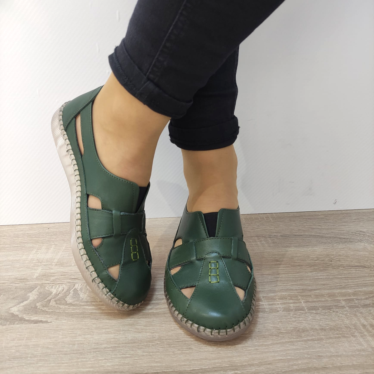 PANTOFI PERFORATI CASUAL DAMA CASPIAN 4139 VERZI - imagine 4