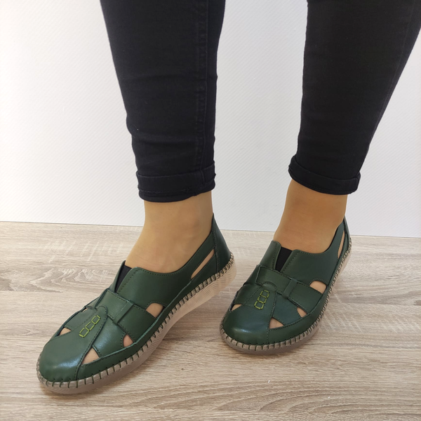 PANTOFI PERFORATI CASUAL DAMA CASPIAN 4139 VERZI - imagine 5