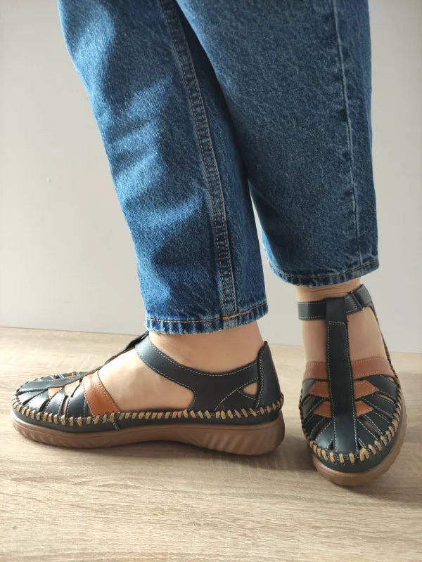 PANTOFI CASUAL PERFORATI DAMA PASS 60027C 42-N BLEUMARIN CU MARO - imagine 2