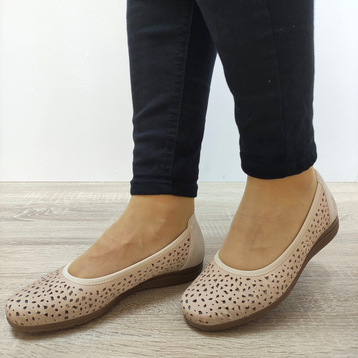 PANTOFI PERFORATI CASUAL DAMA RIEKER L9365-61 BEJ - imagine 3