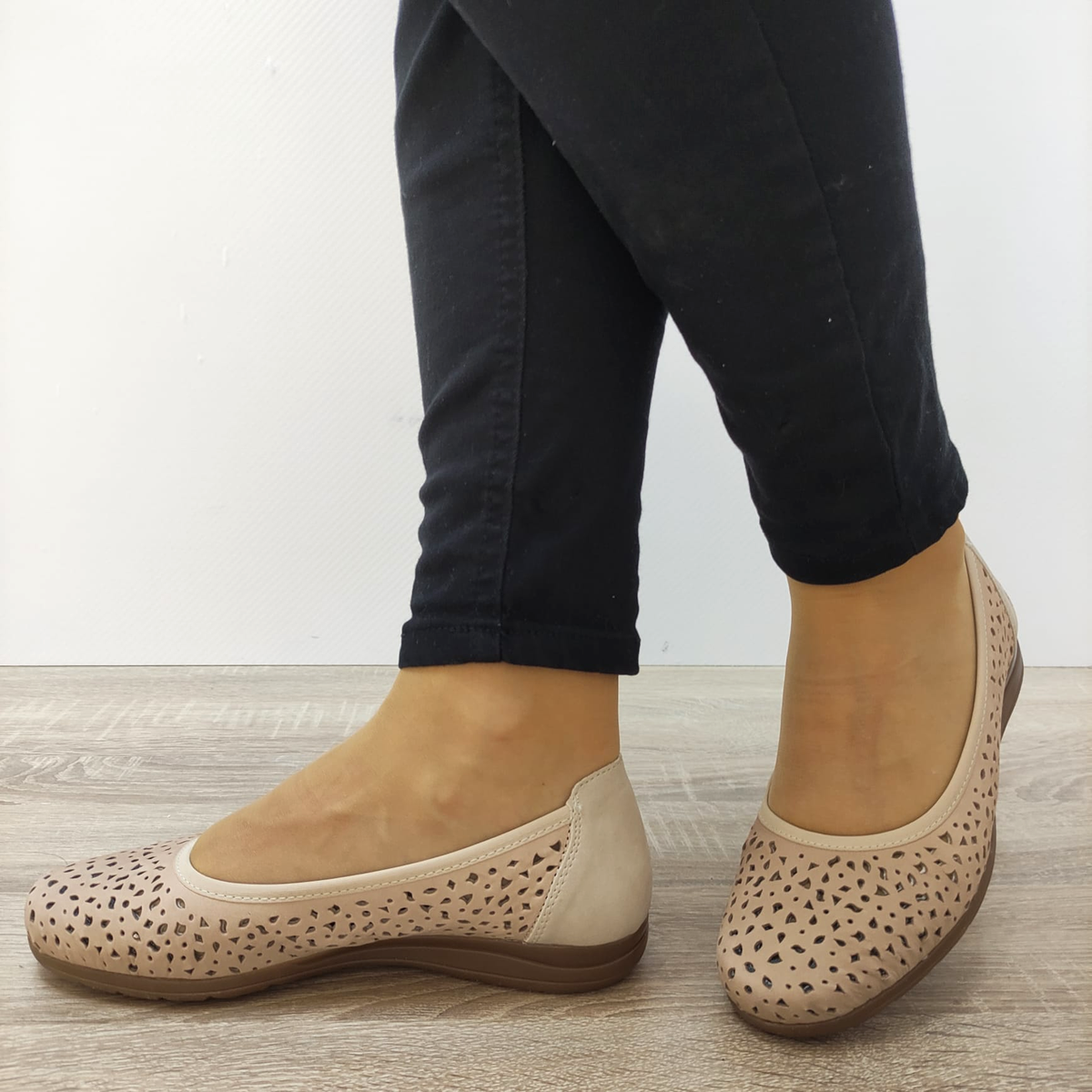PANTOFI PERFORATI CASUAL DAMA RIEKER L9365-61 BEJ - imagine 5