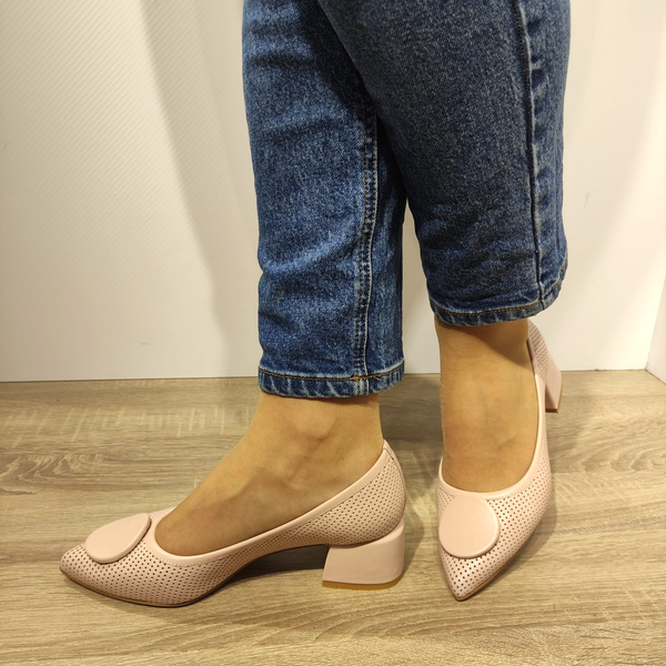 PANTOFI PERFORATI DAMA AGA 1237.2593 ROZ NATURAL - imagine 3