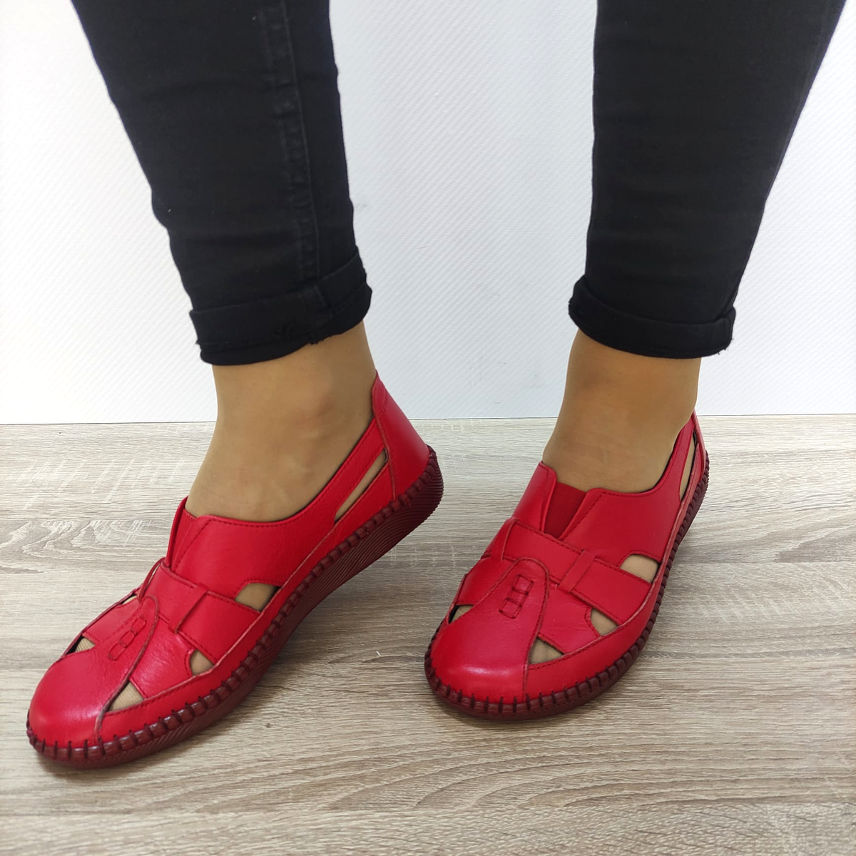 PANTOFI PERFORATI DAMA CASPIAN 4139 ROSII - imagine 5