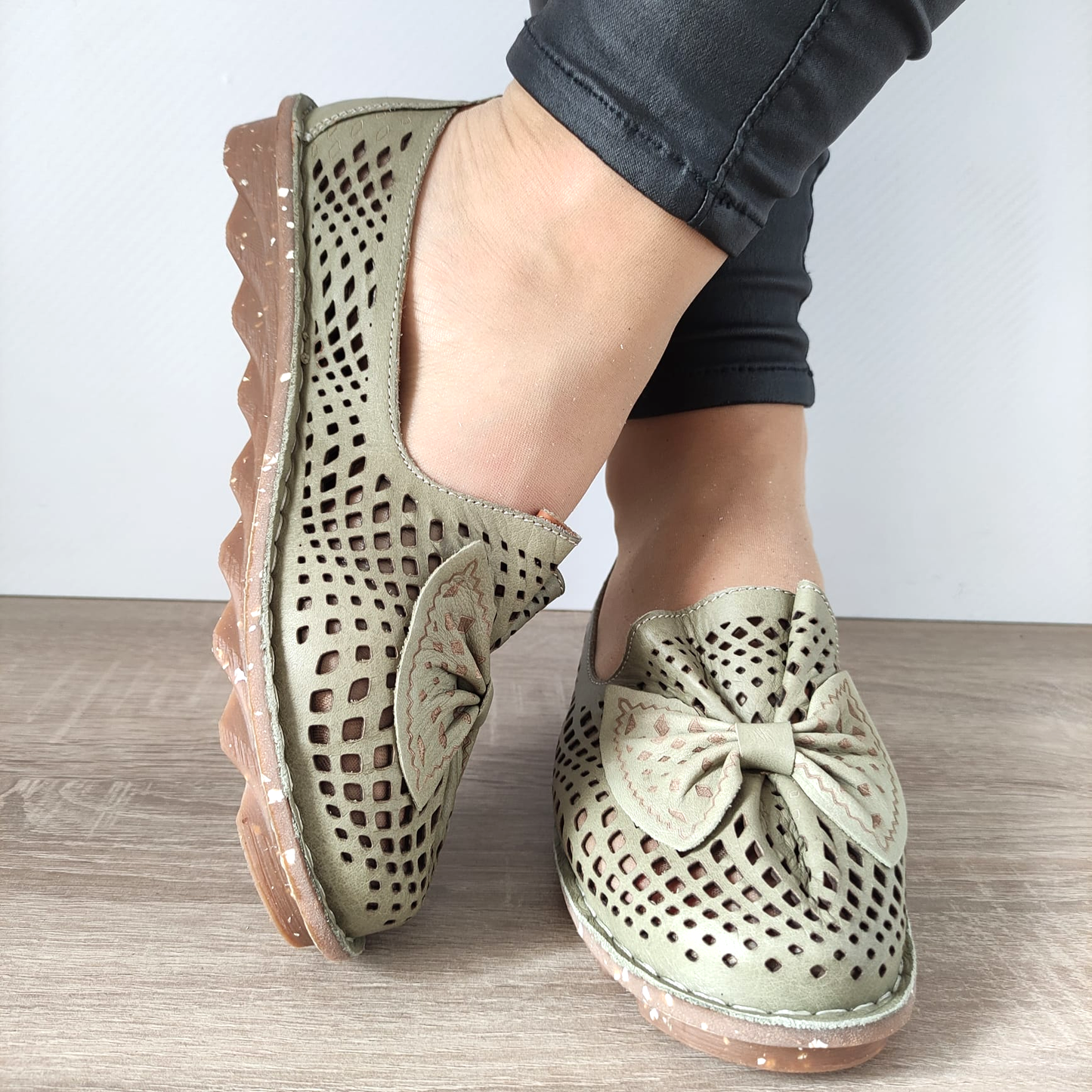 PANTOFI CASUAL PERFORATI DAMA DOGATI 101122-1 OLIVE