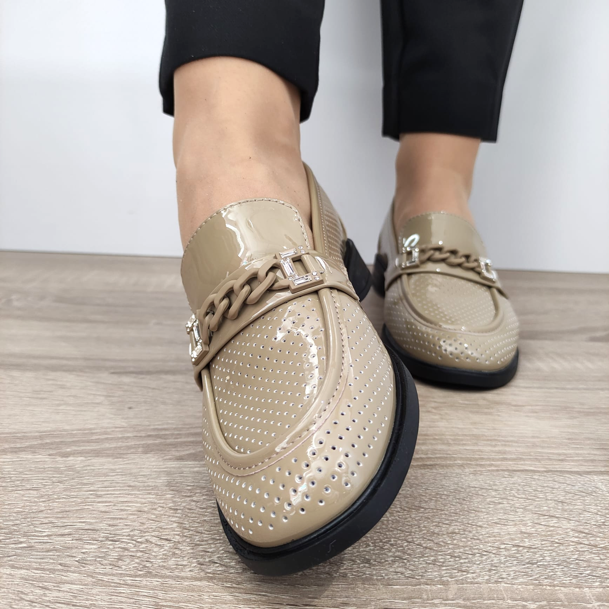 PANTOFI PERFORATI DAMA FORMAZIONE 3092 KAKI LAC - imagine 5