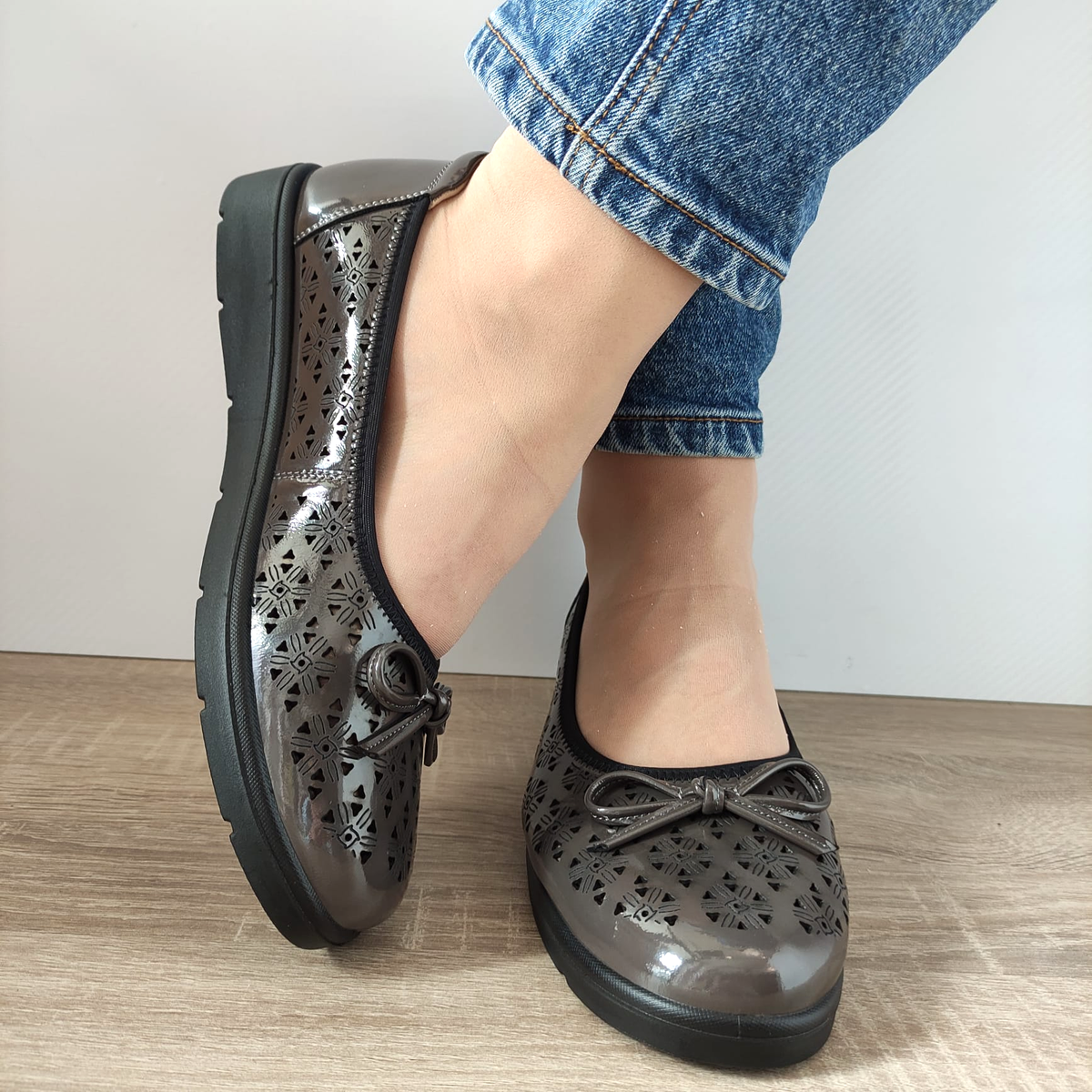 PANTOFI PERFORATI DAMA FORMAZIONE 33193 GREY - imagine 3
