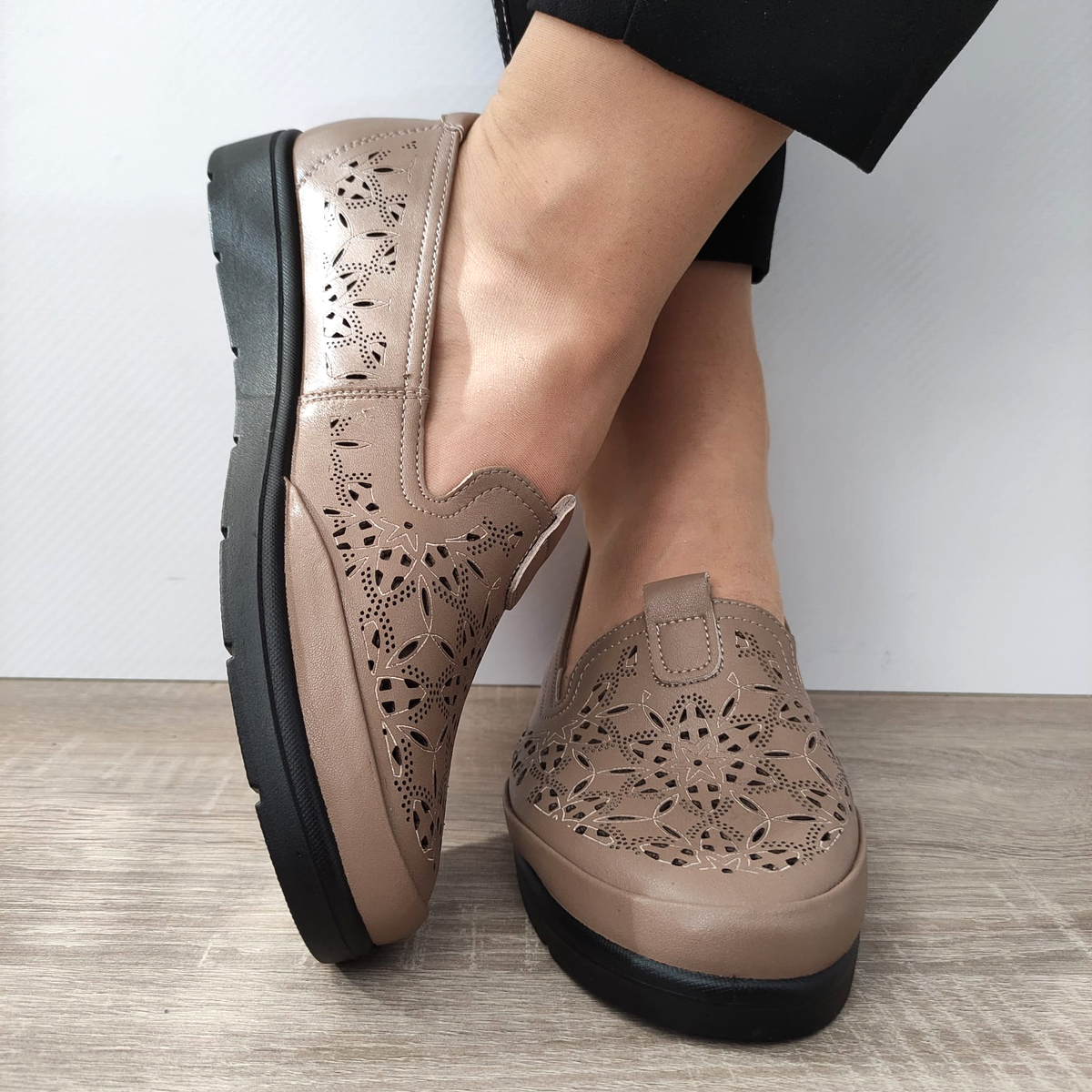 PANTOFI CASUAL PERFORATI DAMA FORMAZIONE 33196WTP APRICOT - imagine 5