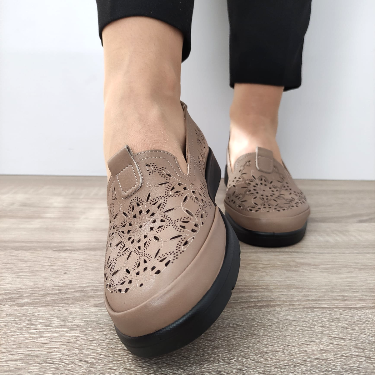 PANTOFI CASUAL PERFORATI DAMA FORMAZIONE 33196WTP APRICOT - imagine 6