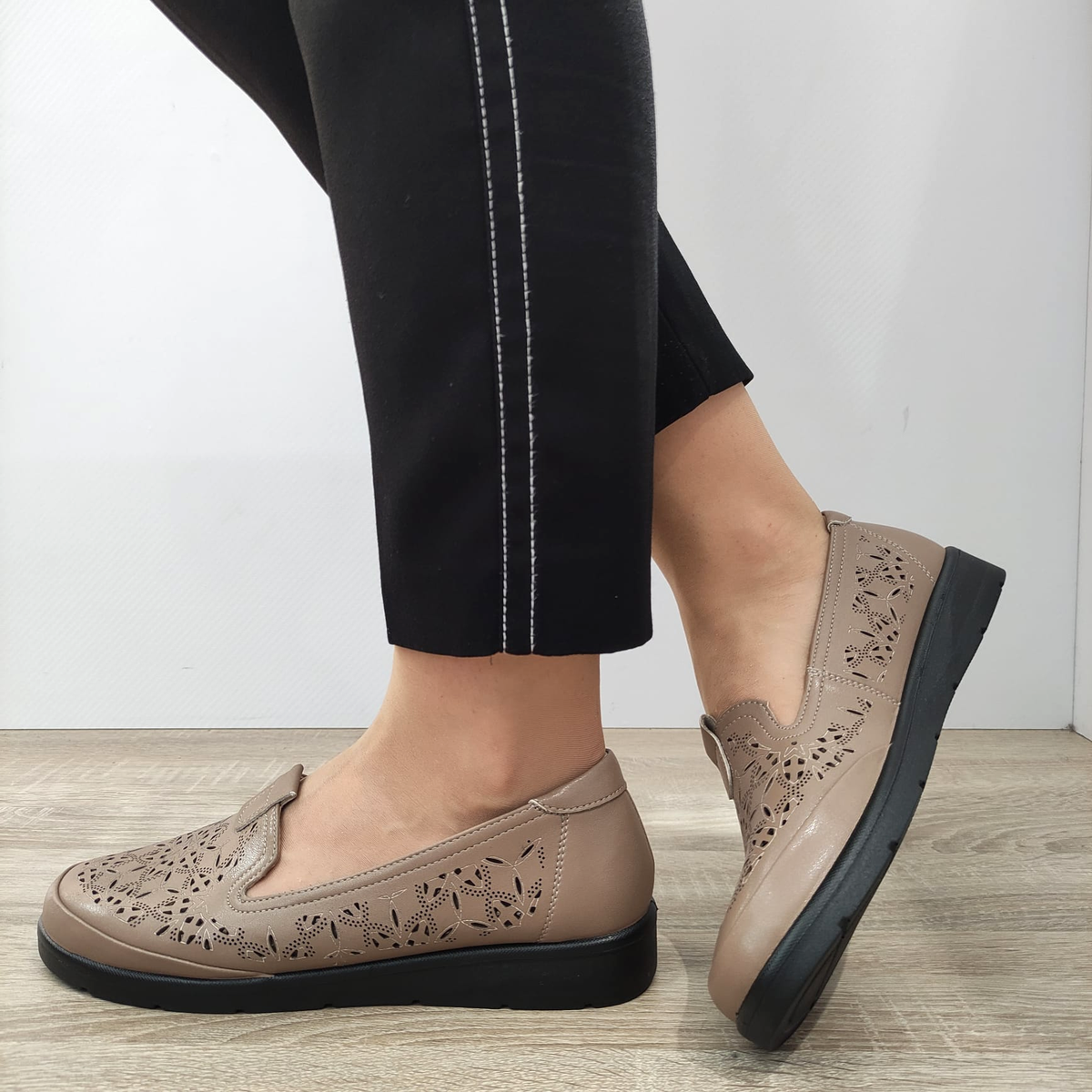 PANTOFI CASUAL PERFORATI DAMA FORMAZIONE 33196WTP APRICOT - imagine 2