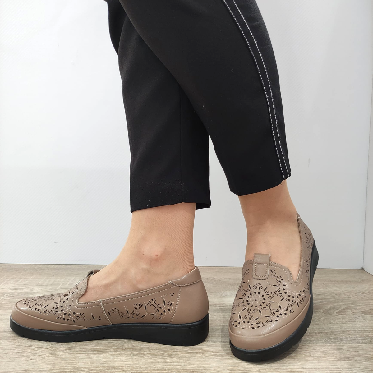 PANTOFI CASUAL PERFORATI DAMA FORMAZIONE 33196WTP APRICOT - imagine 3