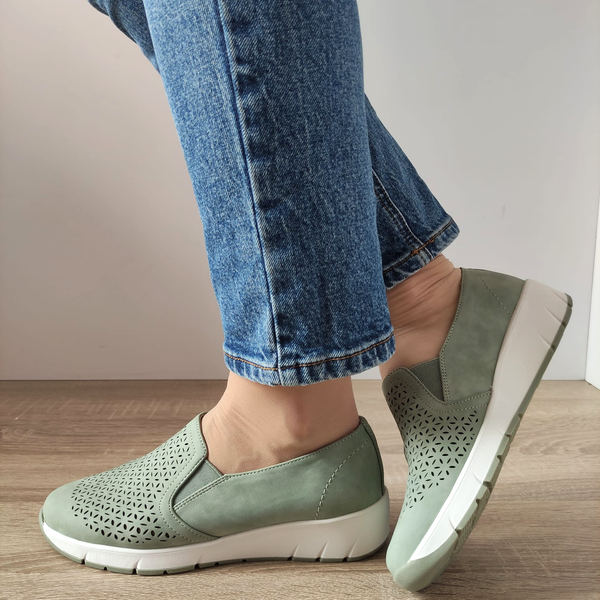 PANTOFI CASUAL PERFORATI DAMA JANA 24665-42 VERZI SAGE - imagine 5