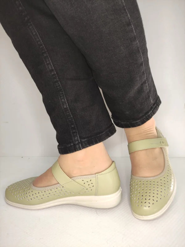 PANTOFI PERFORATI DAMA KARISMA 60020C B1-N OLIVE - imagine 2