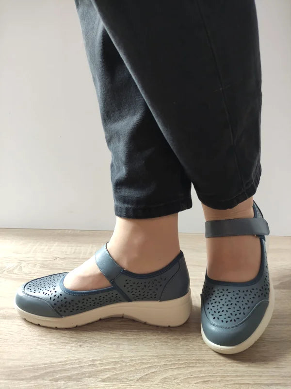 PANTOFI CASUAL PERFORATI DAMA PASS 860022B 51-N ALBASTRI DENIM - imagine 2