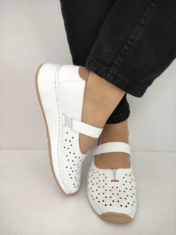 PANTOFI PERFORATI DAMA RIEKER N6553-80 ALBI - imagine 3