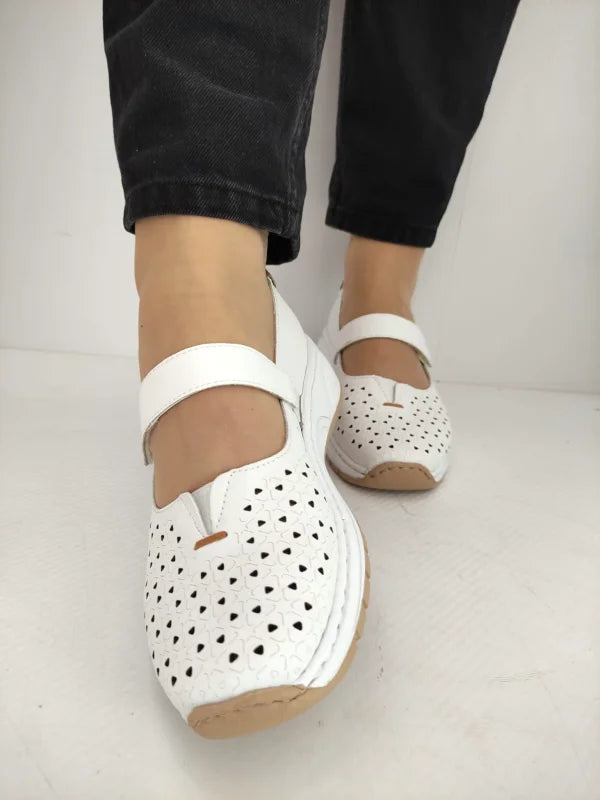 PANTOFI PERFORATI DAMA RIEKER N6553-80 ALBI - imagine 4