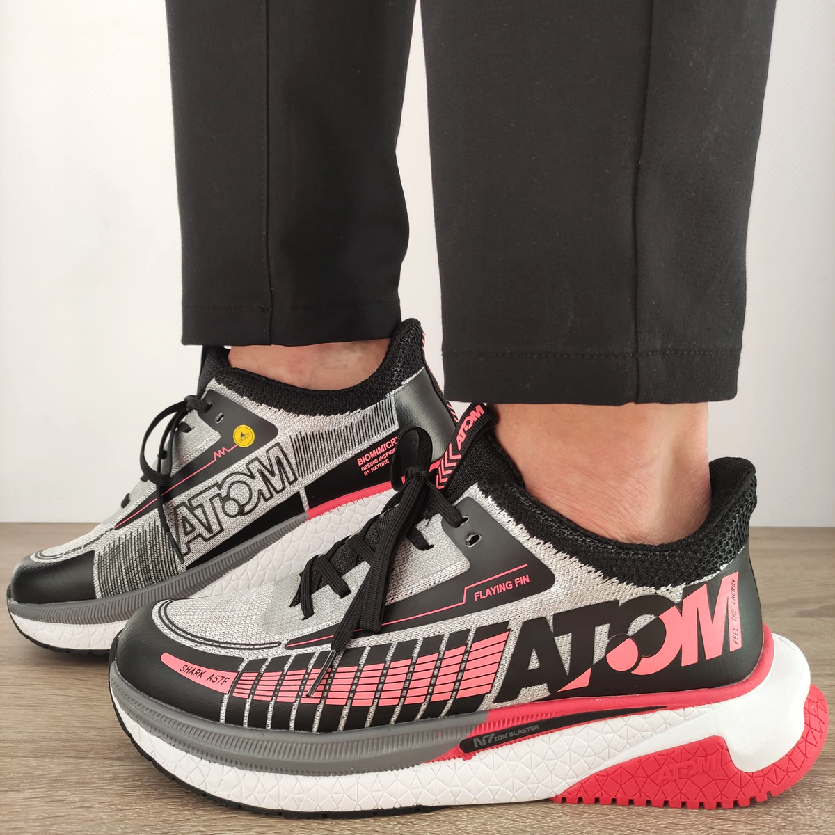 PANTOFI SPORT BARBATI ATOM SHARK AT130 GRI + NEGRU - imagine 2