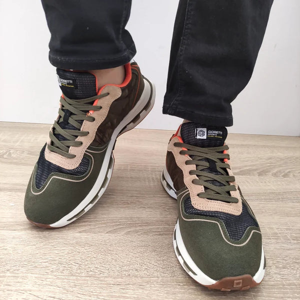 PANTOFI SPORT BARBATI GORETTI 30160 VERDE KAKI + MARO - imagine 5