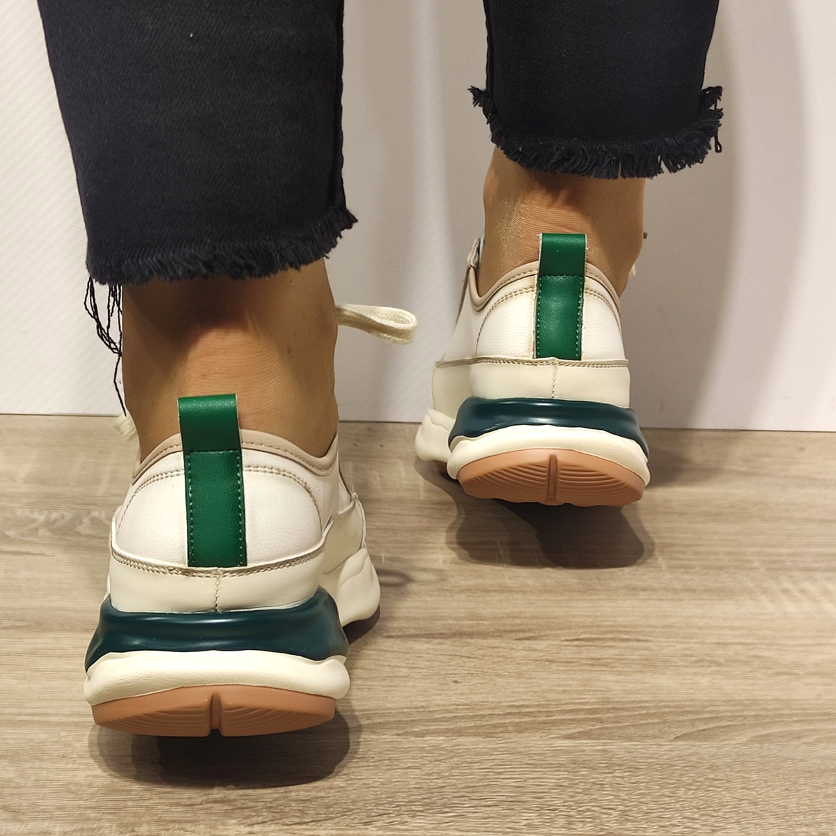 PANTOFI SPORT DAMA FRANCO GERARDO 18001-3 ALBI CU VERDE - imagine 3
