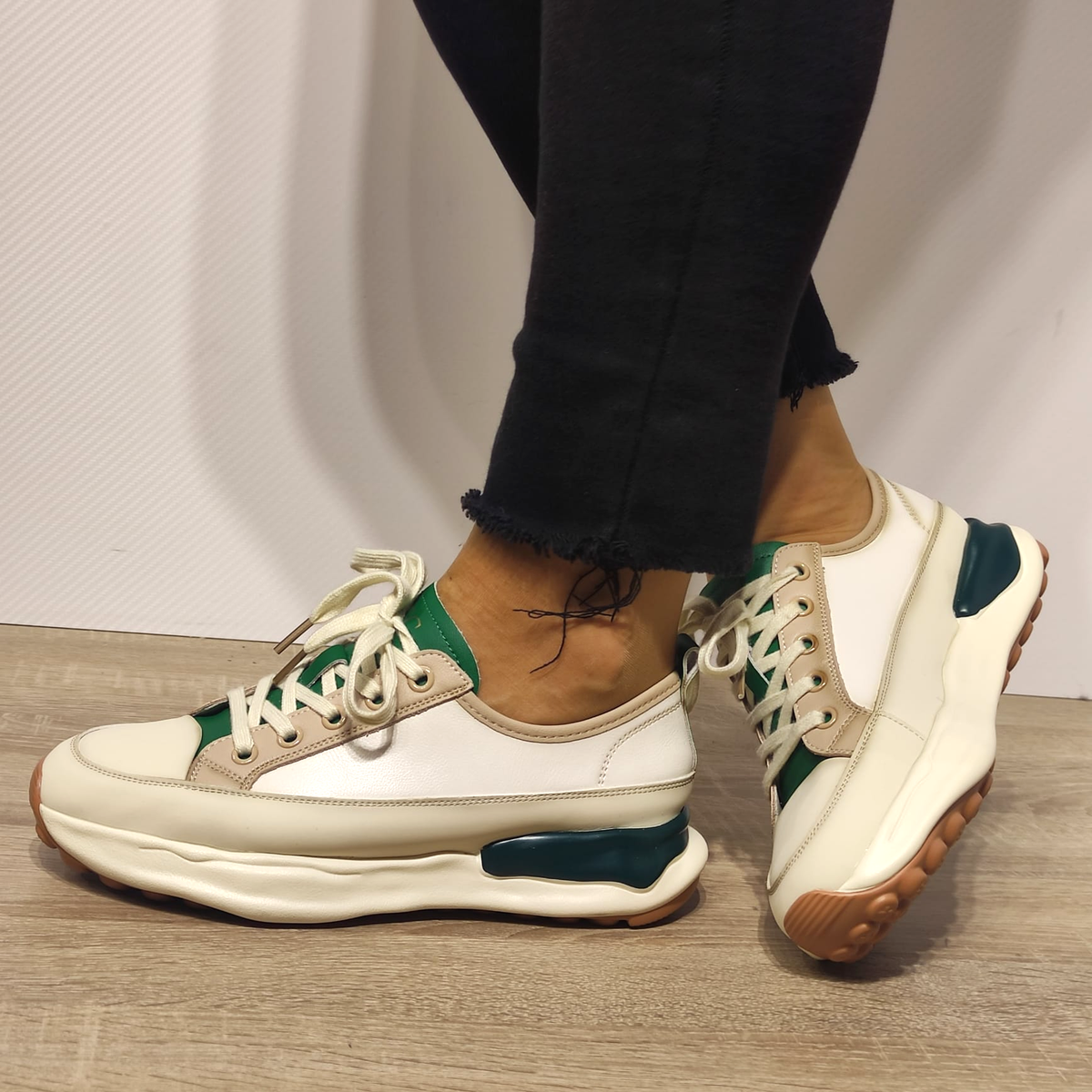 PANTOFI SPORT DAMA FRANCO GERARDO 18001-3 ALBI CU VERDE - imagine 6