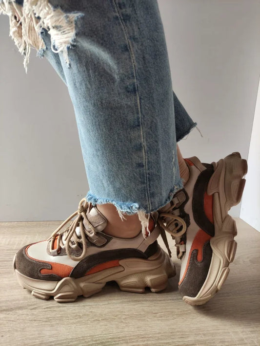 PANTOFI SPORT DAMA FRANCO GERARDO Y5758-2 CREM + ORANGE