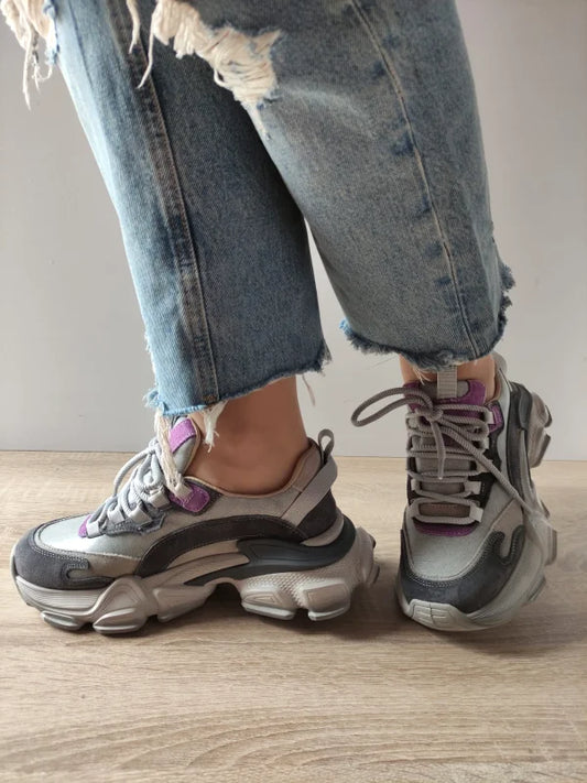 PANTOFI SPORT DAMA FRANCO GERARDO Y5758-2 GRI CU LILA