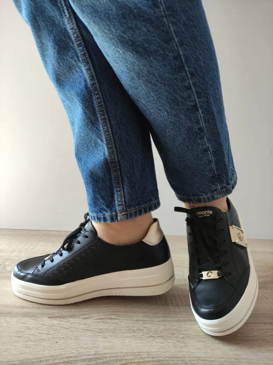 PANTOFI SPORT DAMA REMONTE D1C07-03 NEGRI CU AURIU