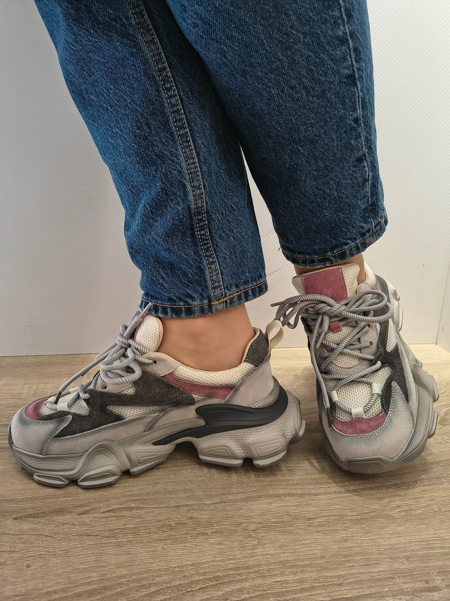 PANTOFI SPORT DAMA FRANCO GERARDO HY5798 LIGHT GREY CU ROZ