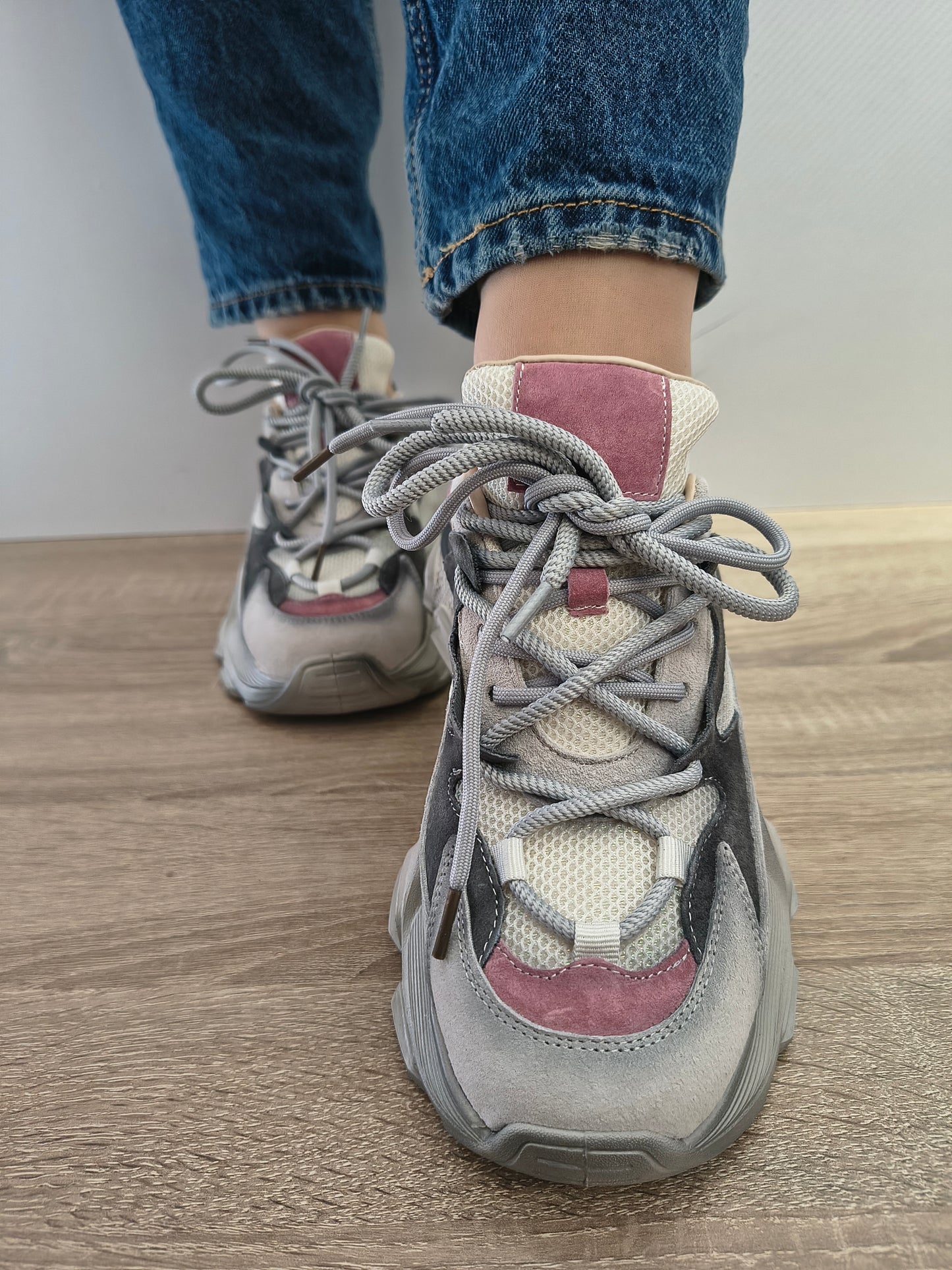 PANTOFI SPORT DAMA FRANCO GERARDO HY5798 LIGHT GREY CU ROZ