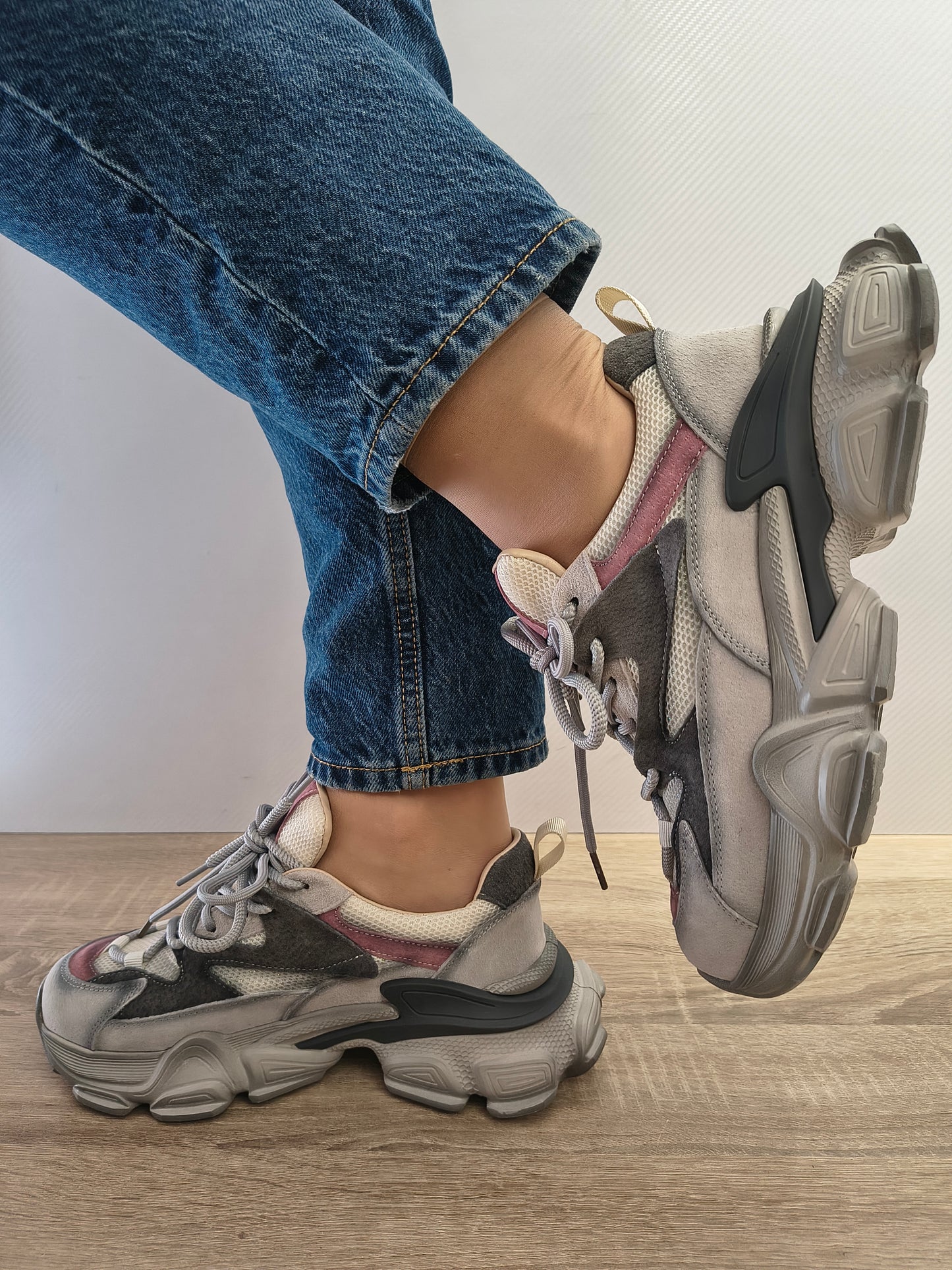 PANTOFI SPORT DAMA FRANCO GERARDO HY5798 LIGHT GREY CU ROZ
