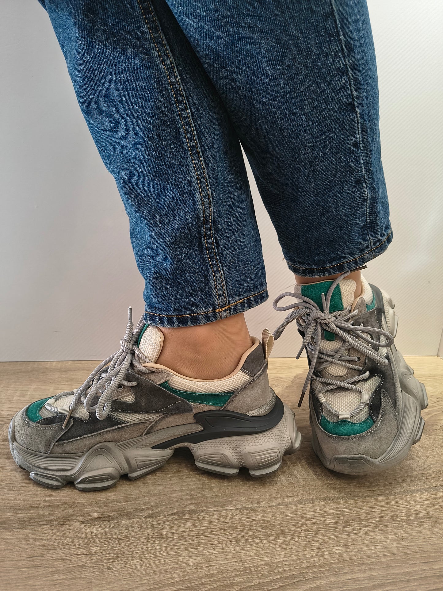 PANTOFI SPORT DAMA FRANCO GERARDO HY 5798 GREY CU LIGHT GREEN