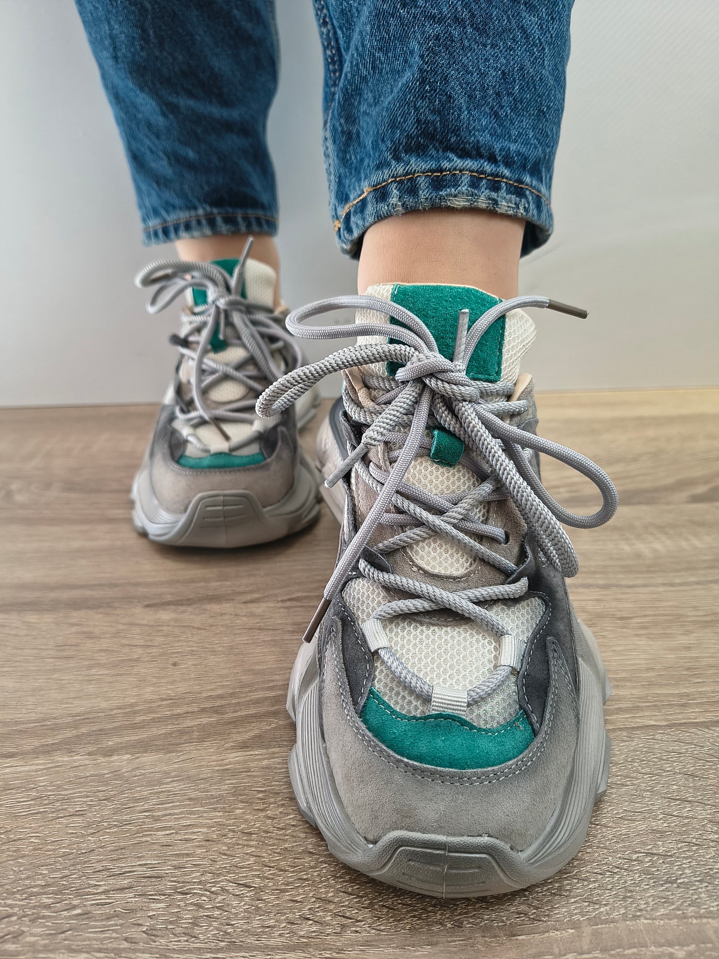 PANTOFI SPORT DAMA FRANCO GERARDO HY 5798 GREY CU LIGHT GREEN