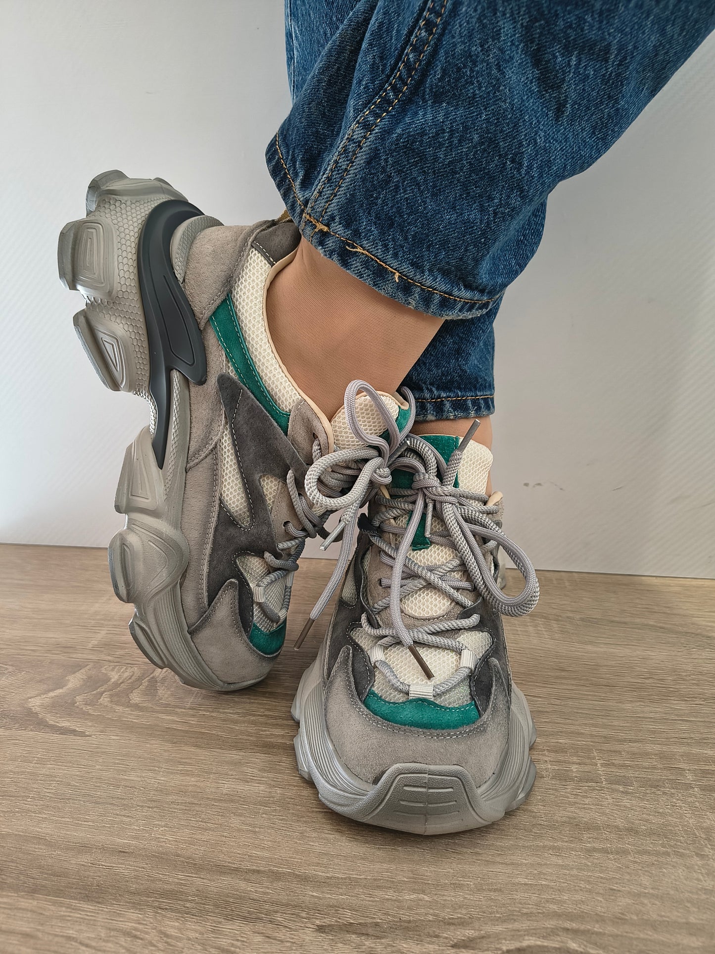 PANTOFI SPORT DAMA FRANCO GERARDO HY 5798 GREY CU LIGHT GREEN