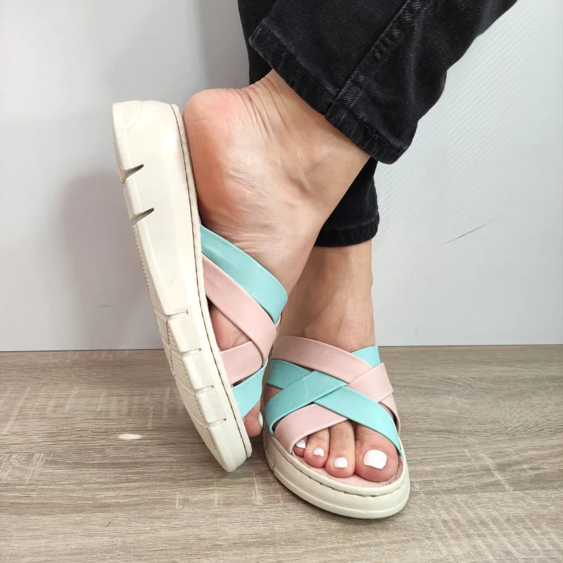 SABOTI CASUAL DAMA BIO FLEX FR-403 ROZ CU BLEU TURCOAZ - imagine 3
