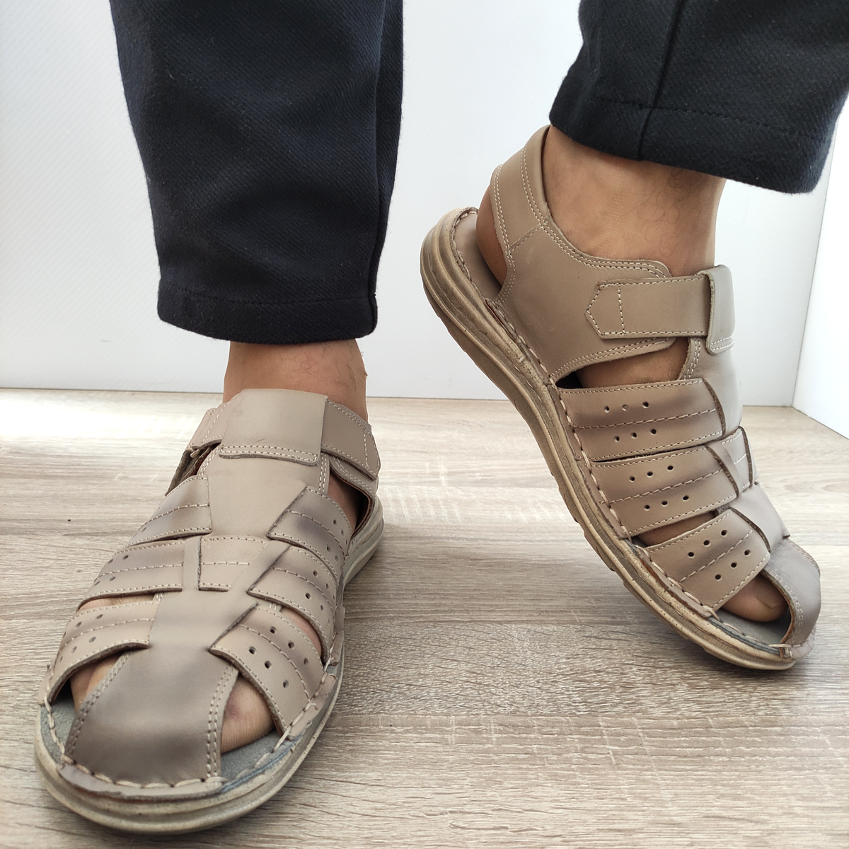 SANDALE CASUAL BARBATI NICOLIS 75405 BEJ - imagine 3