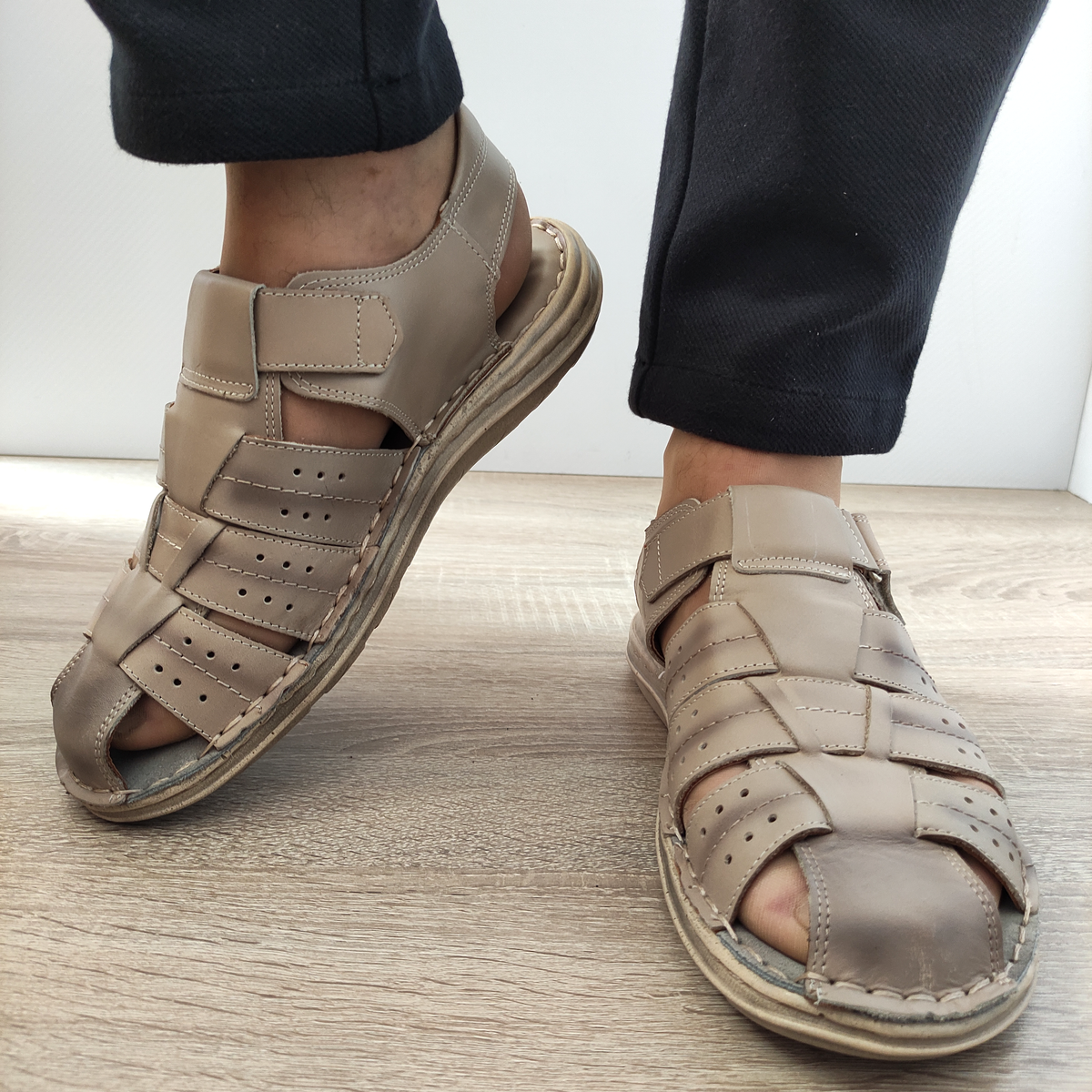SANDALE CASUAL BARBATI NICOLIS 75405 BEJ - imagine 4