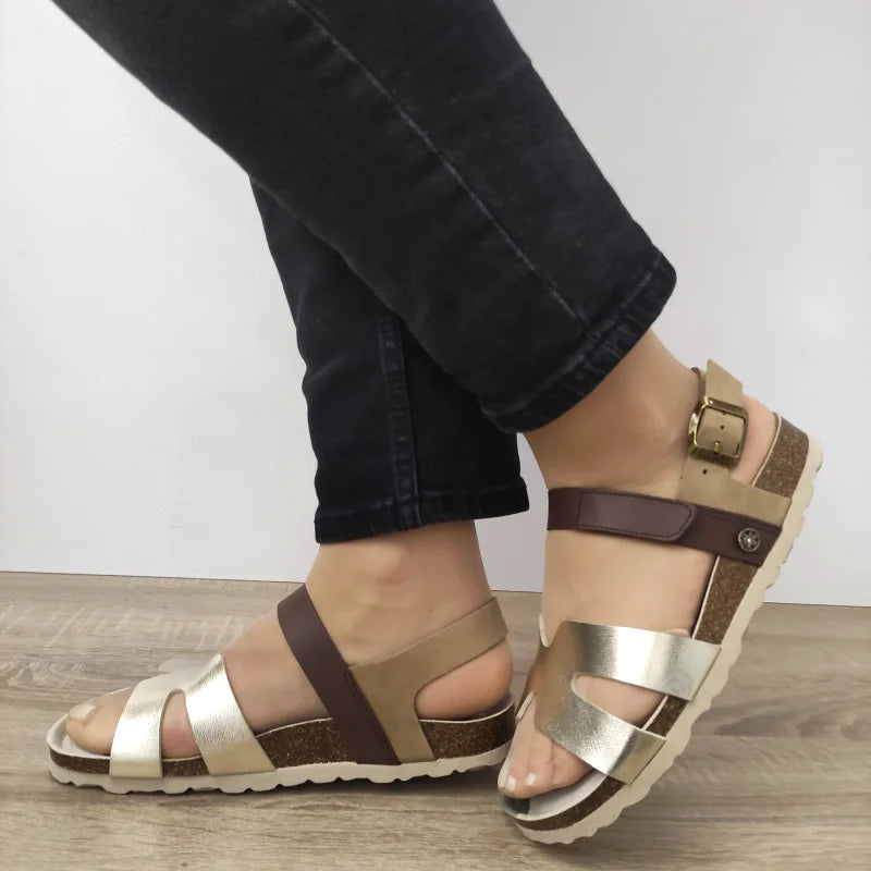 SANDALE CASUAL DAMA ANEKKE 40371-991 AURII CU MARO - imagine 2