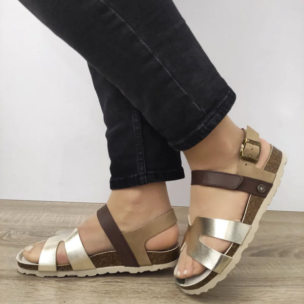 SANDALE CASUAL DAMA ANEKKE 40371-991 AURII CU MARO - imagine 2