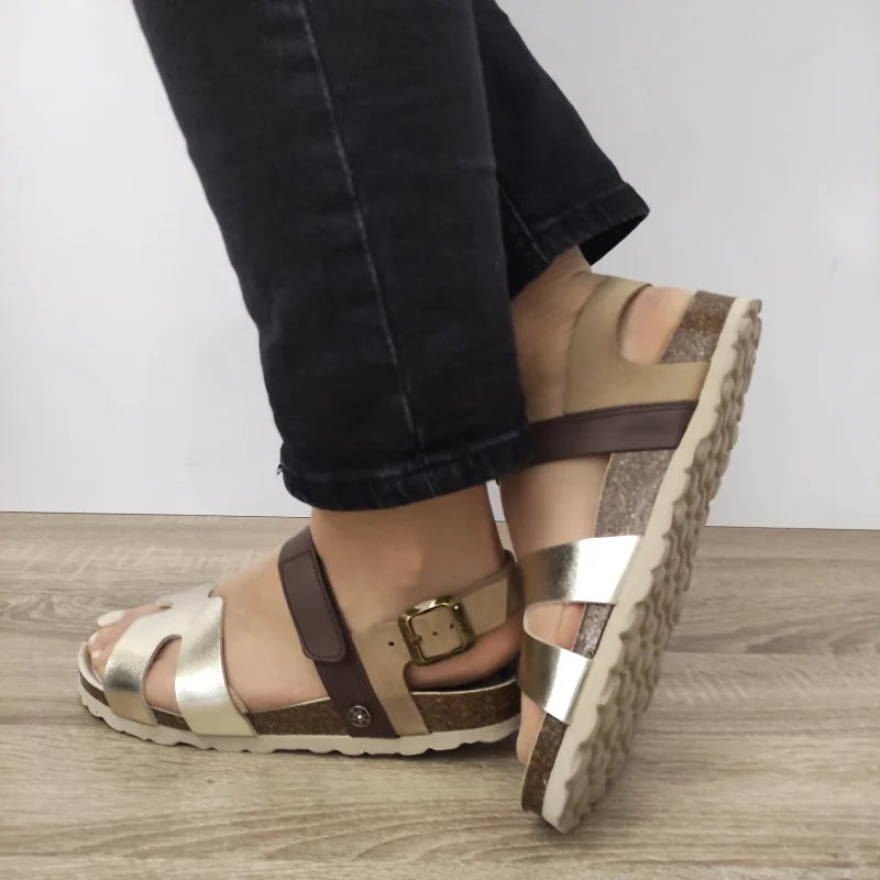 SANDALE CASUAL DAMA ANEKKE 40371-991 AURII CU MARO - imagine 3