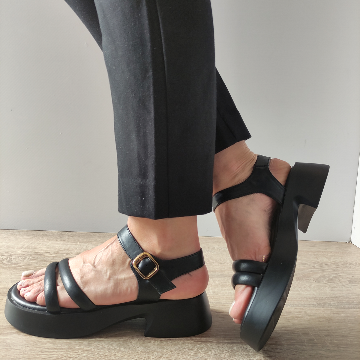 SANDALE CASUAL DAMA FORMAZIONE 2205-2 NEGRE - imagine 3