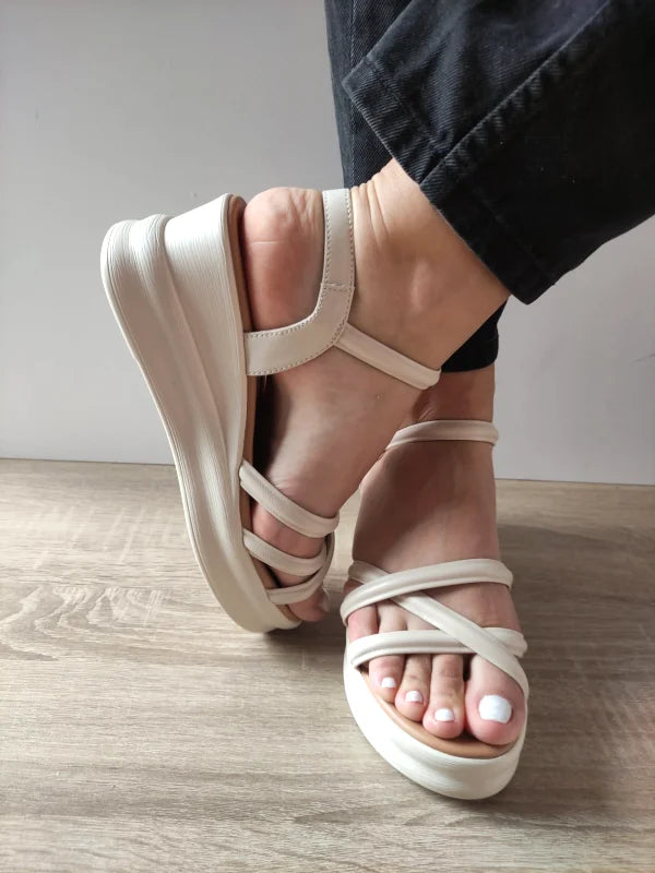 SANDALE CASUAL DAMA FORMAZIONE 991-1 CREM - imagine 5