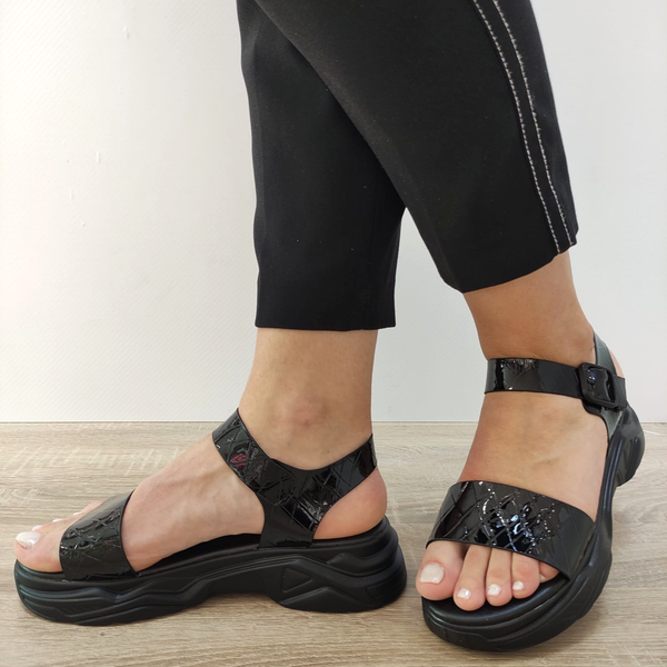 SANDALE CASUAL DAMA FORMAZIONE Q52390 NEGRE LAC - imagine 3