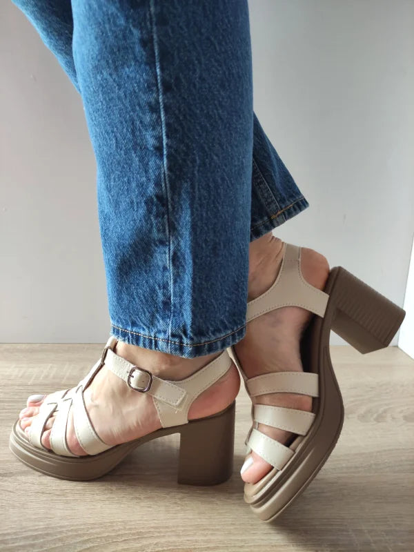 SANDALE CASUAL DAMA FORMAZIONE TP1007-2 CREM - imagine 4